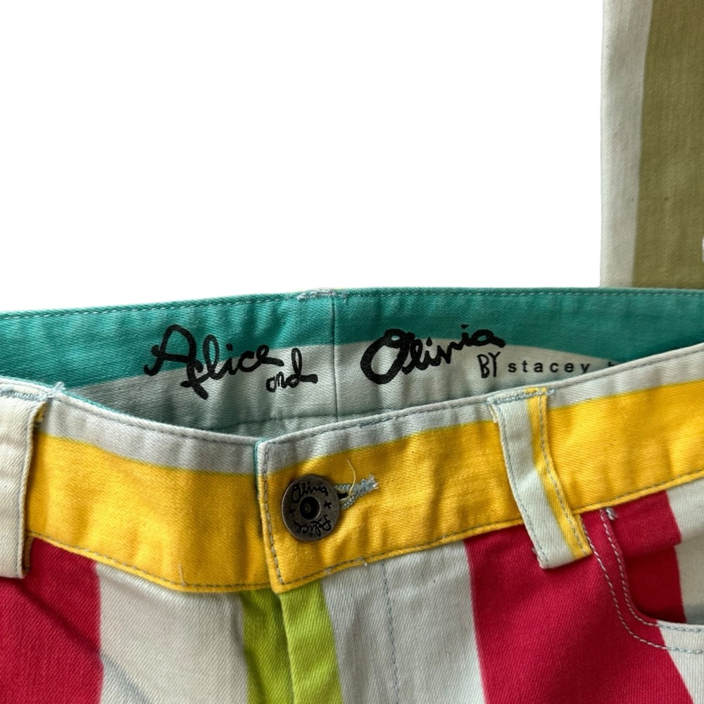 Alice & Olivia Striped Bell Bottom flared retro low waisted Jeans size 2 / 26 - Picture 2 of 11